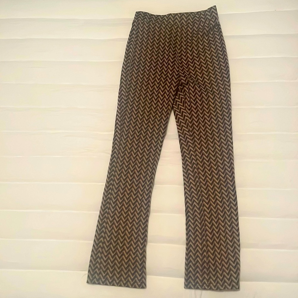 brown chevron pattern 70s style straight pants